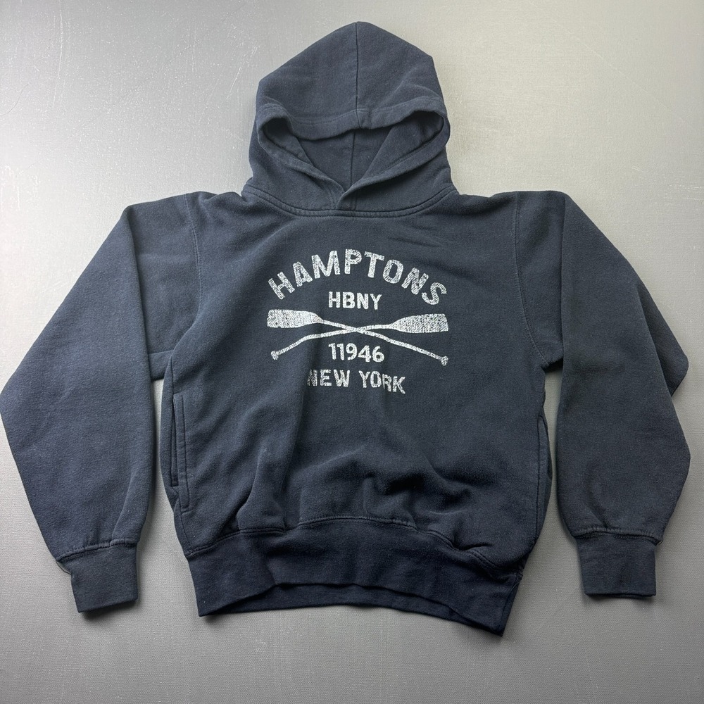 MV Sport Hoodie Youth Boys Large Hamptons New York Pullover Navy Blue Sweatshirt